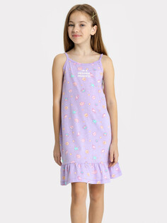 Сорочка ночная для девочек фиолетовая с текстом и рисунком ракушек Mark Formelle