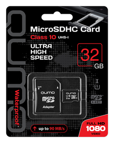 Карта памяти MicroSDHC 32GB Qumo QM32GMICSDHC10U1 Class 10 UHS-I + SD адаптер
