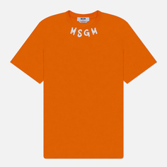 Мужская футболка MSGM Collar Brush Stroke Print, цвет оранжевый, размер S