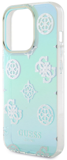 Guess Чехол Peony glitter для iPhone 15 Pro Max, бирюзовый