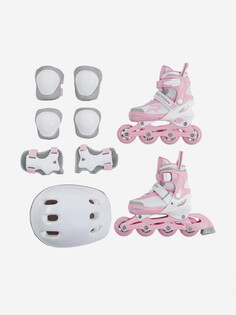 Набор детский: роликовые коньки, шлем, комплект защиты Reaction Sunny, Розовый Re:Action