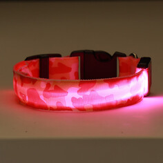 Ошейник с подсветкой милитари 3 режима свечения размер м, ош 32-50 х 2,5 см розовый Пижон