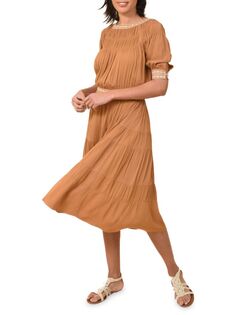 Многоярусное платье-блузон миди Daniel Rainn, цвет Mocha