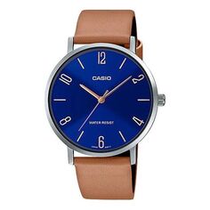 Часы Casio Influencer Analog Leather Strap Watch &apos;Brown Royal Blue&apos;, коричневый