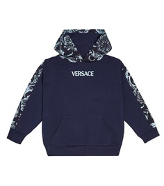 Худи из хлопкового джерси barocco stencil Versace, синий