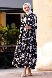 Повседневное Платье С Цветочным Узором Flora - Черный InStyle