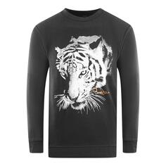 Черный свитшот с логотипом Tiger Silhouette Cavalli Class, черный