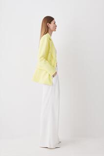 Компактный двубортный пиджак с двойными карманами и эластичными карманами Karen Millen, желтый