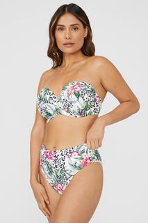 Разноцветный бикини-топ без бретелек Gorgeous DD+ Jungle с мягкой подкладкой Debenhams, мультиколор