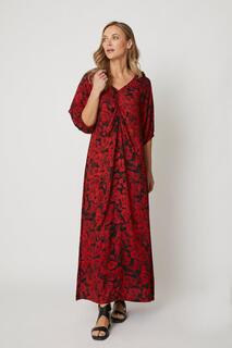 Красное платье макси со сборками с цветочным принтом Wallis, красный