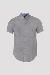 Серая приталенная рубашка с коротким рукавом в горошек Steel &amp; Jelly, серый