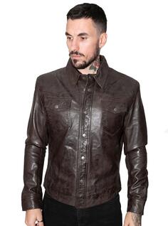 Кожаная рубашка в стиле ретро, ​​джинсовая куртка-Пекин Infinity Leather, коричневый