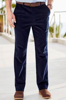 Вельветовые брюки с плоской передней частью, 31 дюйм (79 см) по внутренней стороне штанин. Cotton Traders, синий