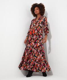 Абстрактное зимнее платье макси с цветочным принтом и завязками на шее Joe Browns, мультиколор
