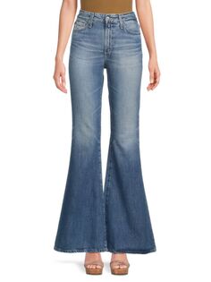 Расклешенные джинсы со средней посадкой Ag Jeans, синий