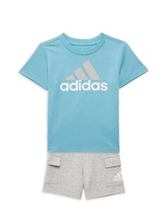 Комплект из двух предметов: футболка и шорты для мальчика Adidas, цвет Light Blue