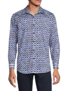 Спортивная рубашка с абстрактным кроем Dexter Tailor Fit Robert Graham, темно-синий