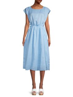 Платье миди Ramie с вырезами Rebecca Taylor, цвет Azul Blue