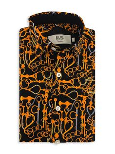 Классическая рубашка с цепочным узором для маленького мальчика Elie Balleh, цвет Black Orange