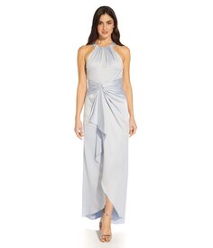 Платье Adrianna Papell, Satin Crepe Draped Front Halter Gown