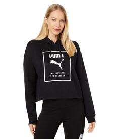 Женская толстовка Puma INTL Cropped Fleece, черно-белый