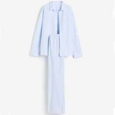Пижама H&amp;M Striped Shirt And Pants, светло-голубой/белый H&M