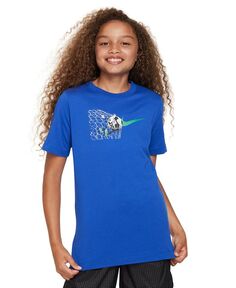 Спортивная одежда для больших детей Хлопковая футболка с рисунком Nike, синий