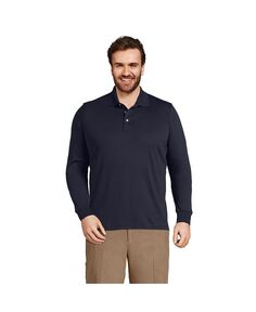 Супермягкая рубашка-поло Supima с длинными рукавами и длинными рукавами Tall Lands&apos; End, синий