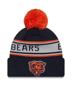 Темно-синяя вязаная шапка Big Boys Chicago Bears с манжетами и помпоном New Era, синий