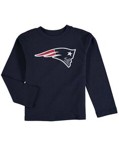 Темно-синяя футболка с длинными рукавами и логотипом команды New England Patriots для мальчиков и девочек дошкольного возраста Outerstuff, синий