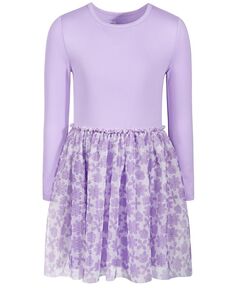 Тюлевое платье Happy Flower с длинными рукавами для маленьких девочек Epic Threads, фиолетовый