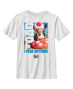 Детская футболка с надписью Жаба из фильма Super Mario Bros. Я ничего не боюсь для мальчика Nintendo, белый