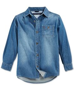 Джинсовая рубашка Max на пуговицах спереди для новорожденных Tommy Hilfiger, синий