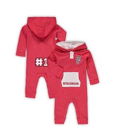 Комбинезон с капюшоном Генри с карманами и капюшоном для новорожденных и младенцев для мальчиков и девочек, окрашенный в красный цвет Wisconsin Badgers Colosseum, красный