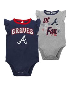Комплект боди Atlanta Braves Little Fan для новорожденных, комплект из двух комплектов боди для мальчиков и девочек темно-синего и серо-хизерового цвета Outerstuff, синий