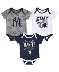 Комплект боди Game Time из трех частей для новорожденных New York Yankees темно-синего, белого и серого цвета Outerstuff, мультиколор