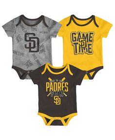 Комплект боди из трех частей Game Time для новорожденных San Diego Padres коричневого, золотого и серого цвета Outerstuff, мультиколор