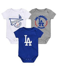 Комплект боди для новорожденных Royal, White, Heather Grey Los Angeles Dodgers Biggest Little Fan Outerstuff, синий