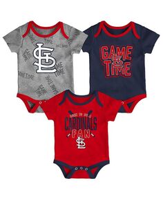 Комплект боди из трех частей St. Louis Cardinals для новорожденных, красный, темно-синий, серый с меланжевым отливом Outerstuff, мультиколор