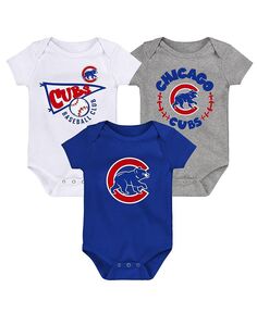 Комплект из 3 боди для новорожденных Royal, White, Heather Grey Chicago Cubs Biggest Little Fan Outerstuff, синий