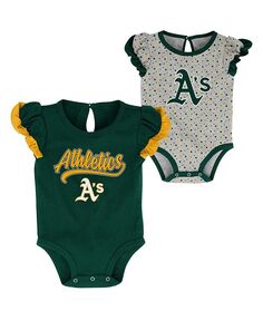 Комплект из двух боди зеленого и серого цвета для новорожденных Oakland Athletics Scream and Shout Outerstuff, мультиколор
