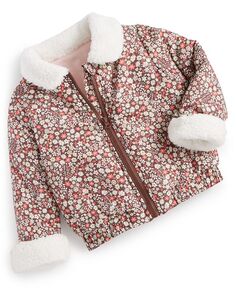 Куртка-бомбер с цветочным принтом для маленьких девочек First Impressions, коричневый
