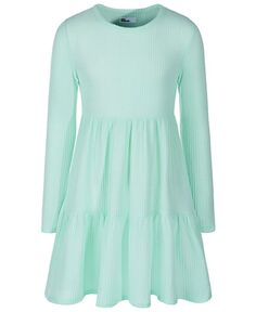 Многоярусное платье вафельного цвета с длинными рукавами для маленьких девочек Epic Threads, зеленый