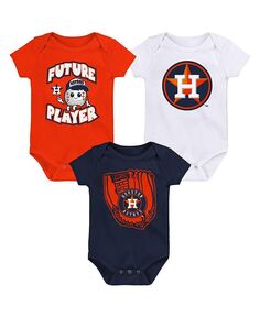 Набор из трех боди для новорожденных оранжевого, темно-синего и белого цвета Houston Astros Minor League Player Outerstuff, мультиколор