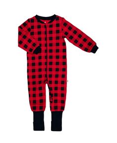 Пижама в клетку Buffalo для мальчиков и девочек, трансформируемое на ножках Snugabye, красный