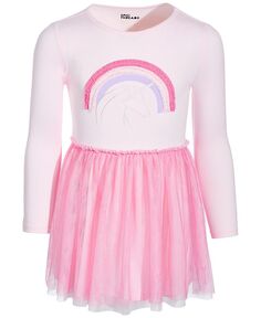 Платье из радужного тюля с длинными рукавами для маленьких девочек Epic Threads, розовый