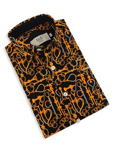 Классическая рубашка с принтом цепочки для мальчиков Elie Balleh, цвет Black Orange