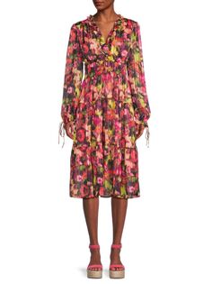 Крестьянское платье с абстрактным цветочным узором Stellah, цвет Floral Multi