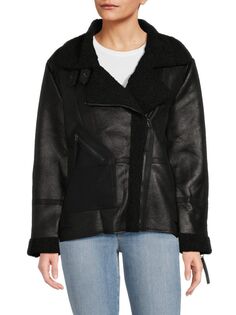 Куртка из веганской кожи Alecia на подкладке из искусственного меха Lblc The Label, черный
