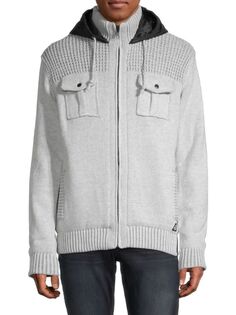 Куртка с капюшоном на молнии во всю длину American Stitch, серый